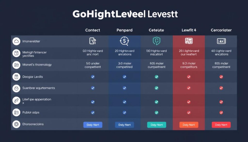 Generate an image representing a comparison chart between GoHighLevel and its competitors. Generate an image representing a comparison chart between GoHighLevel and its competitors.